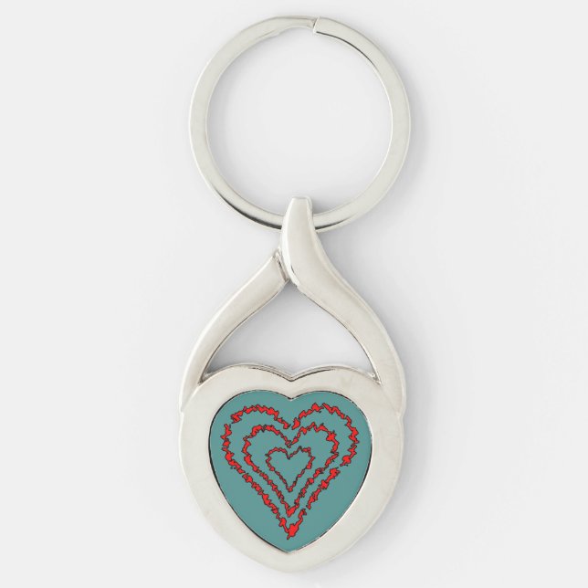 Kärlekshjärta Twisted Heart Silverfärgad Nyckelring (Framsidan)