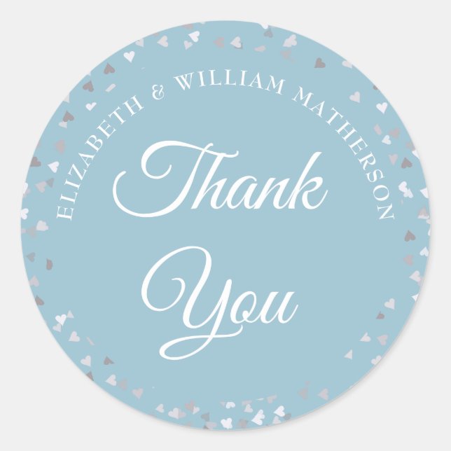 Kärlekshjärtan Konfetti Skrift Tack Runt Klistermärke (Framsida)