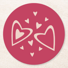 Kärlekshjärtan - magenta röda - bild.     underlägg papper rund