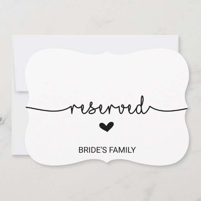 Kärlekshjärtan Reserverad Skylt Inbjudningar (Framsida)