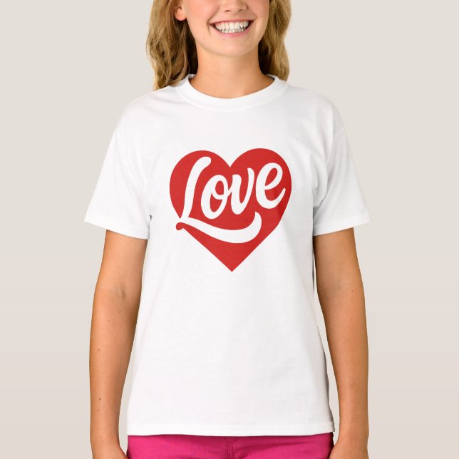Kärlekshjärtlogotyp – Rött Romantiskt Symbol T Shirt (Framsida)