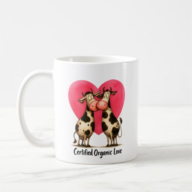 🐄 Kärlekshumör – ”Certifierad Organisk Kärlek” Mu Kaffemugg (Vänster)
