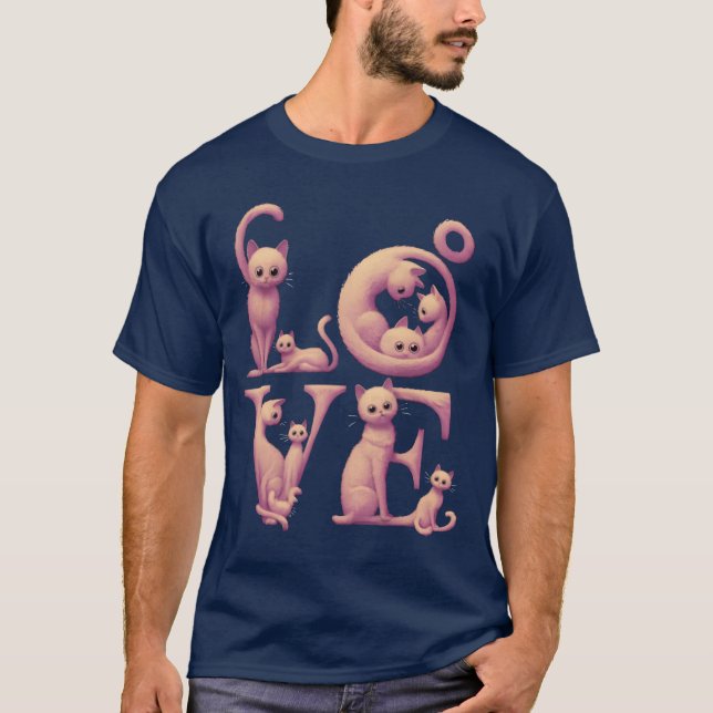 Kärlekskatt Pink vintage T Shirt (Framsida)