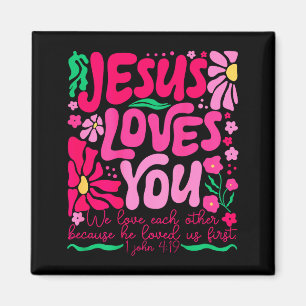Kärlekskjorta Jesus Boho Blommig Religiös Tro Magnet