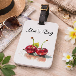 Kärlekskörsbär i akvarell, anpassad bagagebricka