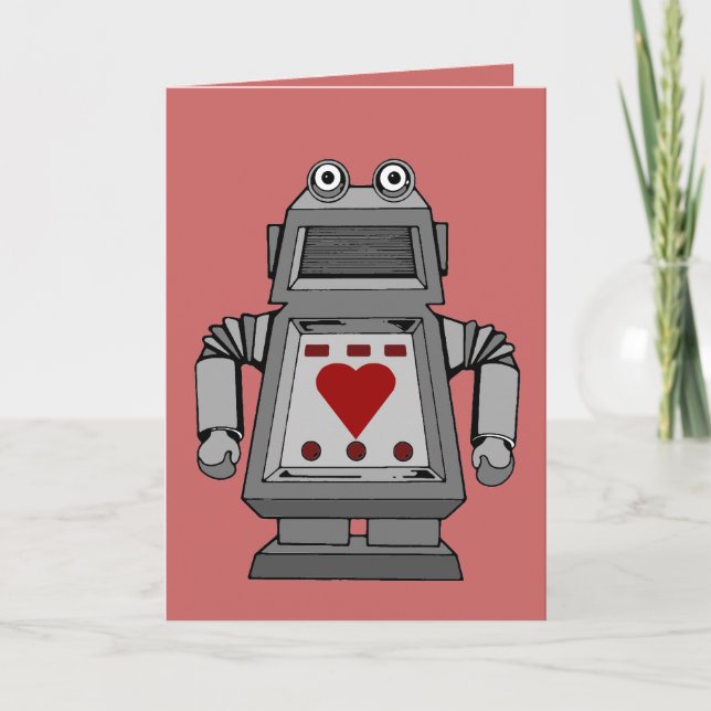 Kärlekskrank robot helgkort (Framsida)