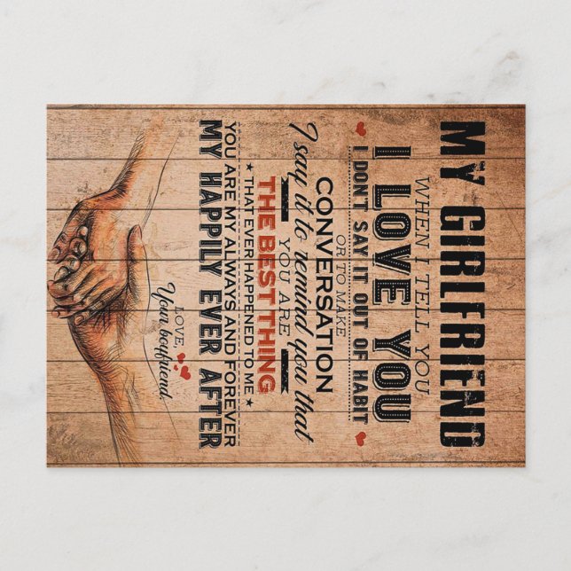 Kärlekskvot för flickvän, födelsedagspresent till  vykort (Framsida)