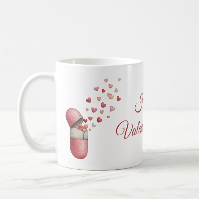 Kärleksmedicinska Alla hjärtans dags-design Kaffemugg (Vänster)