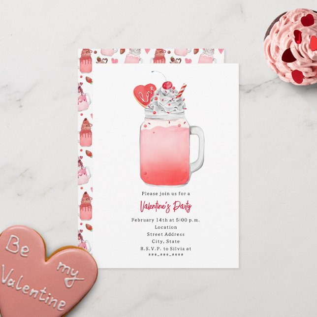 Kärleksmjölkshake Valentinskajern Invitation Inbjudningar (Skapare uppladdad)