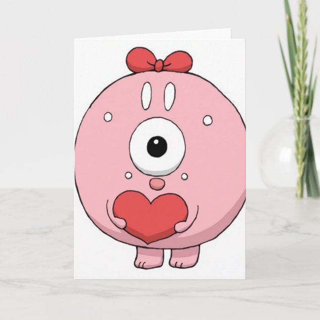 Kärleksmonster Rosa Hjärtkort Kort (Framsida)