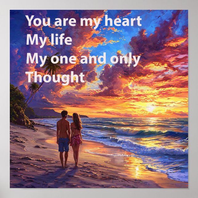 🌅 Kärleksparet Havet Romantisk Valentine Inspirer Poster (Framsidan)