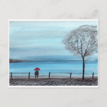 Kärleksparet med röd paraply