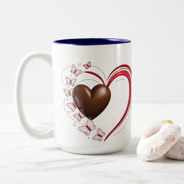 Kärlekspresent design kaffemug  Två-Tonad mugg (Med munk)