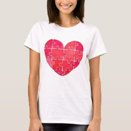 Kärlekspussel löst, rött pusselhjärta t shirt