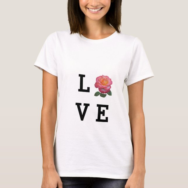Kärleksrosblomma T Shirt (Framsida)