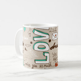 Kärlekssitat Doodle-mönster Kaffemugg