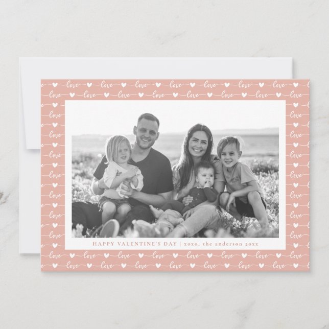 Kärleksskriptmönster Alla hjärtans dag-foto Julkort (Framsida)