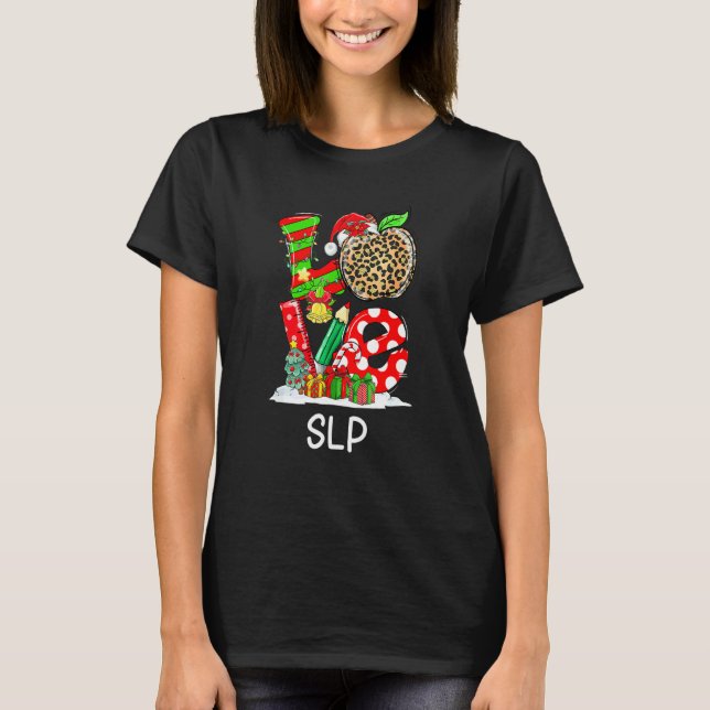 Kärlekstalspråkpatolog Plaid Apple Tomte T Shirt (Framsida)