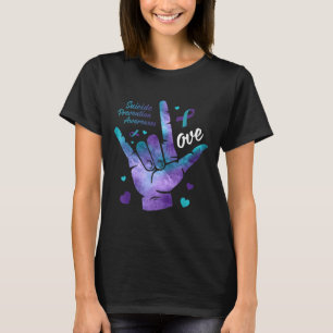 Kärlekstecken Teal & Lila band Självmordsföreb T Shirt
