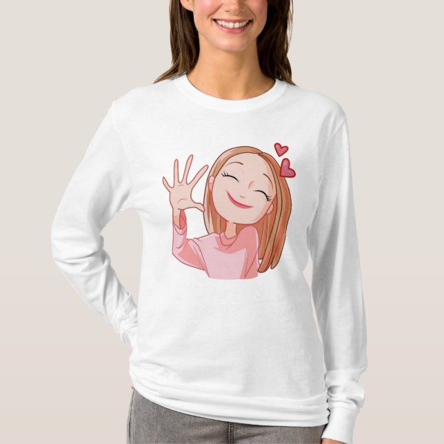 Kärlekstjej Glad  T Shirt (Framsida)