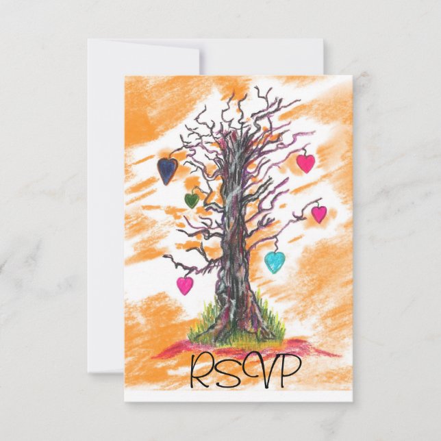 Kärleksträd Orange RSVP OSA Kort (Framsida)