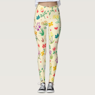 Kärleksträdgård Vårblommor & Hjärtan Leggings