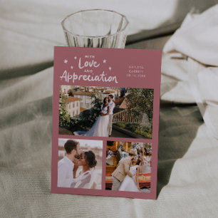 Kärleksuppskattande bröllop Multi Foto Rosa Tack Kort