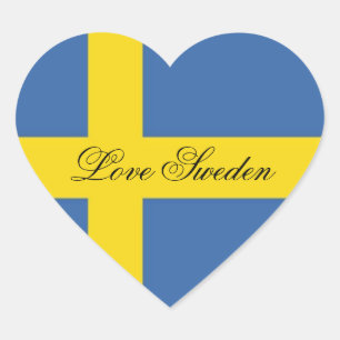 KärlekSverige-Svensk flagga Hjärtformat Klistermärke