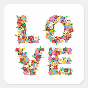 KÄRLEKvår blommorvalentin klistermärke för dag