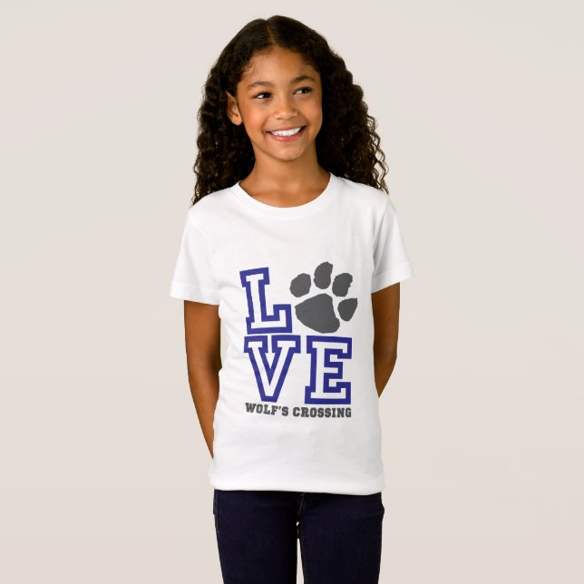 KÄRLEKvarg korsning flickor Tee Shirt (Hel framsida)