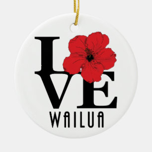 KÄRLEKWailua Hawaii röd hibiskus Julgransprydnad Keramik