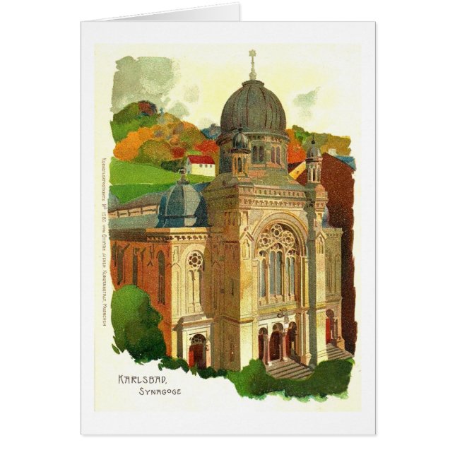 Karlovy Vary (Karlsbad) Synagogue Hälsningskort (Framsidan)