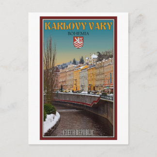 Karlovy Vary - Semnice River Winter Vykort