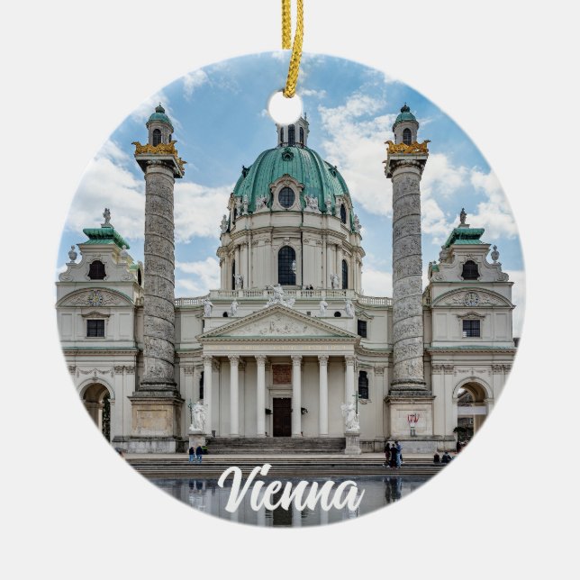Karlskirche i Wien, Österrike Julgransprydnad Keramik (Framsidan)