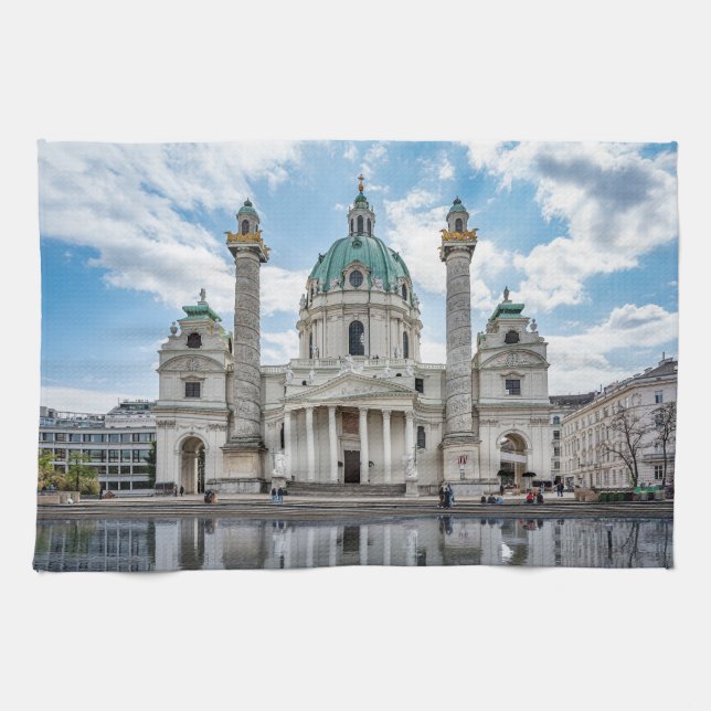 Karlskirche i Wien, Österrike Kökshandduk (Horisontell)