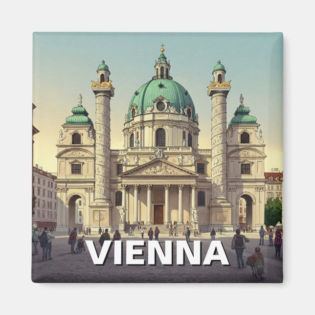 Karlskirche Karlsplatz WiÖsterrike Travel Magnet (Framsidan)