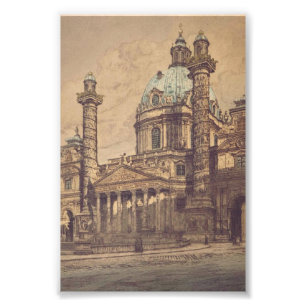 Karlskirche kyrka i Wien, Österrike Fototryck