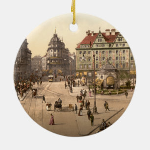 Karlsplatz och järnväg station, Munich, Tyskland Julgransprydnad Keramik
