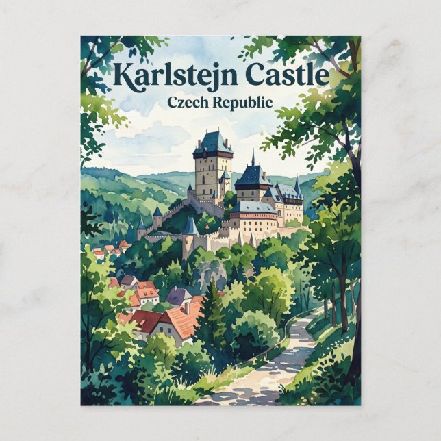 Karlštejn slott Tjeckien Vykort (Framsida)