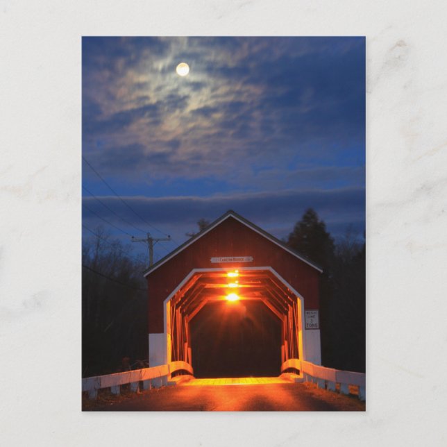 Karlton Covered Bridge Moonlight Vykort (Framsida)
