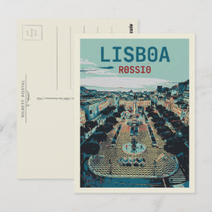 Karm Rossio Square-illustrationen från Lissabon Vykort