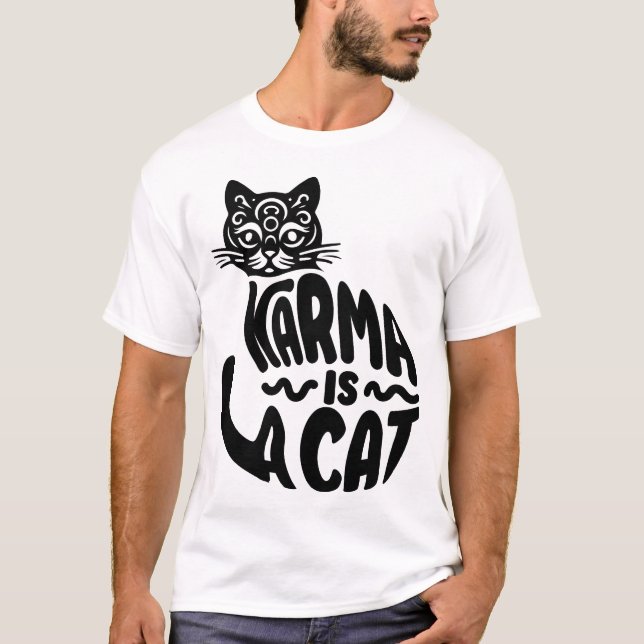 karma är en katt t shirt (Framsida)