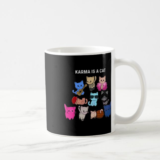 Karma är en kattburk, en kattunge. kaffemugg (Höger)