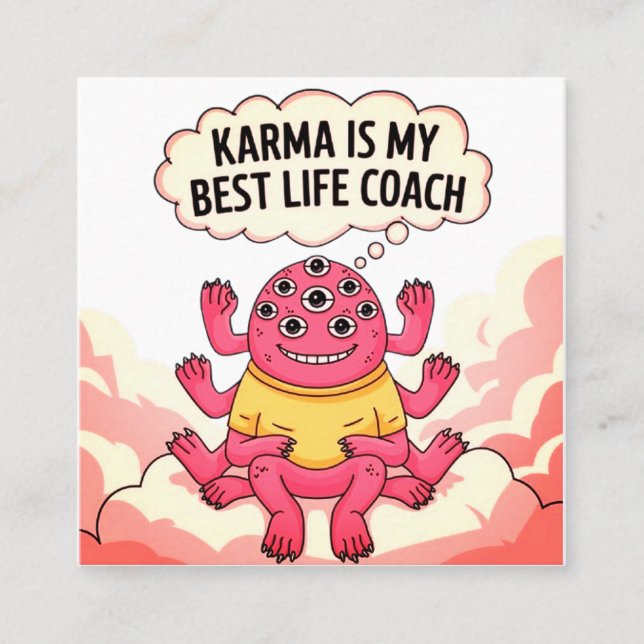Karma är min bästa livtränare fyrkantigt visitkort (Framsida)