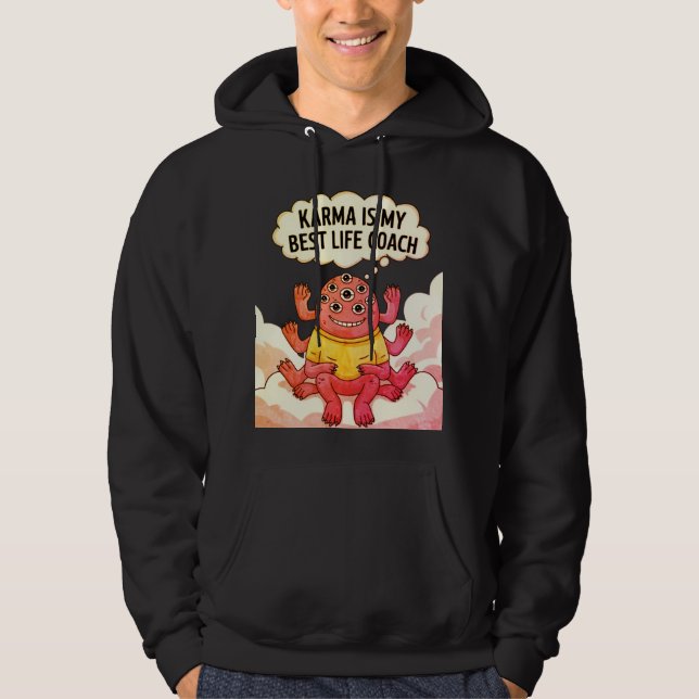 Karma är min bästa livtränare hoodie (Framsida)