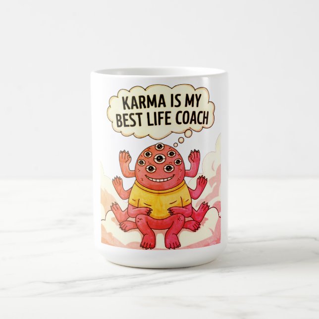 Karma är min bästa livtränare kaffemugg (Center)