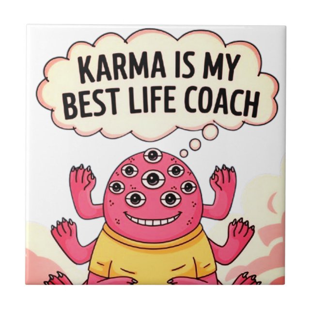 Karma är min bästa livtränare kakelplatta (Framsidan)