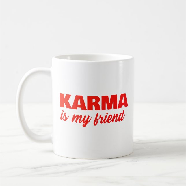 Karma är min vän Djupröd Kaffemugg (Vänster)
