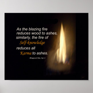 Karma Blasing Fire Self-Knowledge Citat Plaque Poster