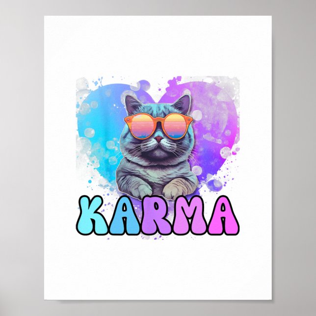 Karma cat lover karma är min pojkvän grym sommar poster (Framsidan)
